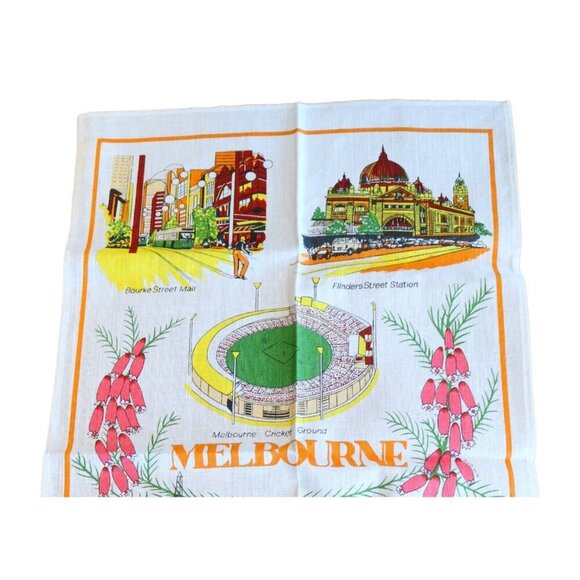 Tea Towel Souvenir Melbourne Australia Tea Towel Vintage - Picture 2 of 4